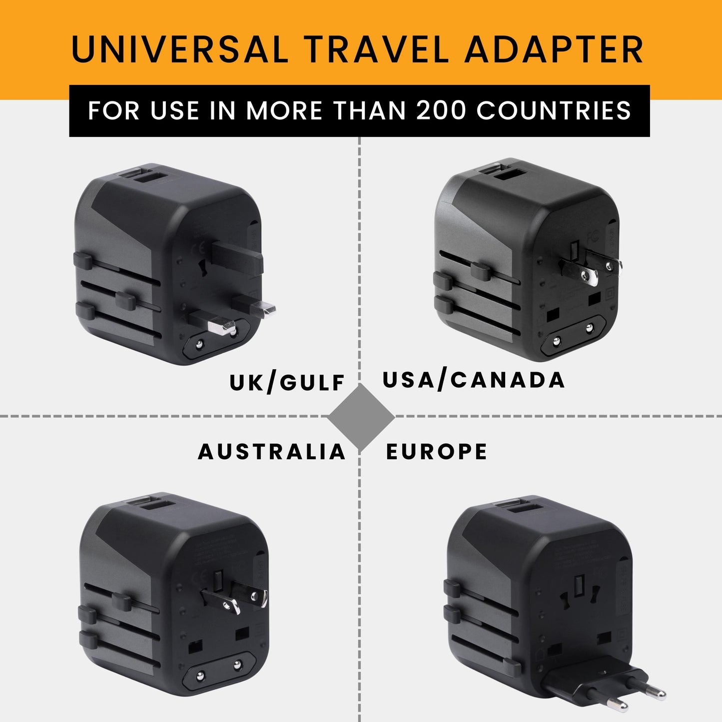 Universal Travel Adapter- Black