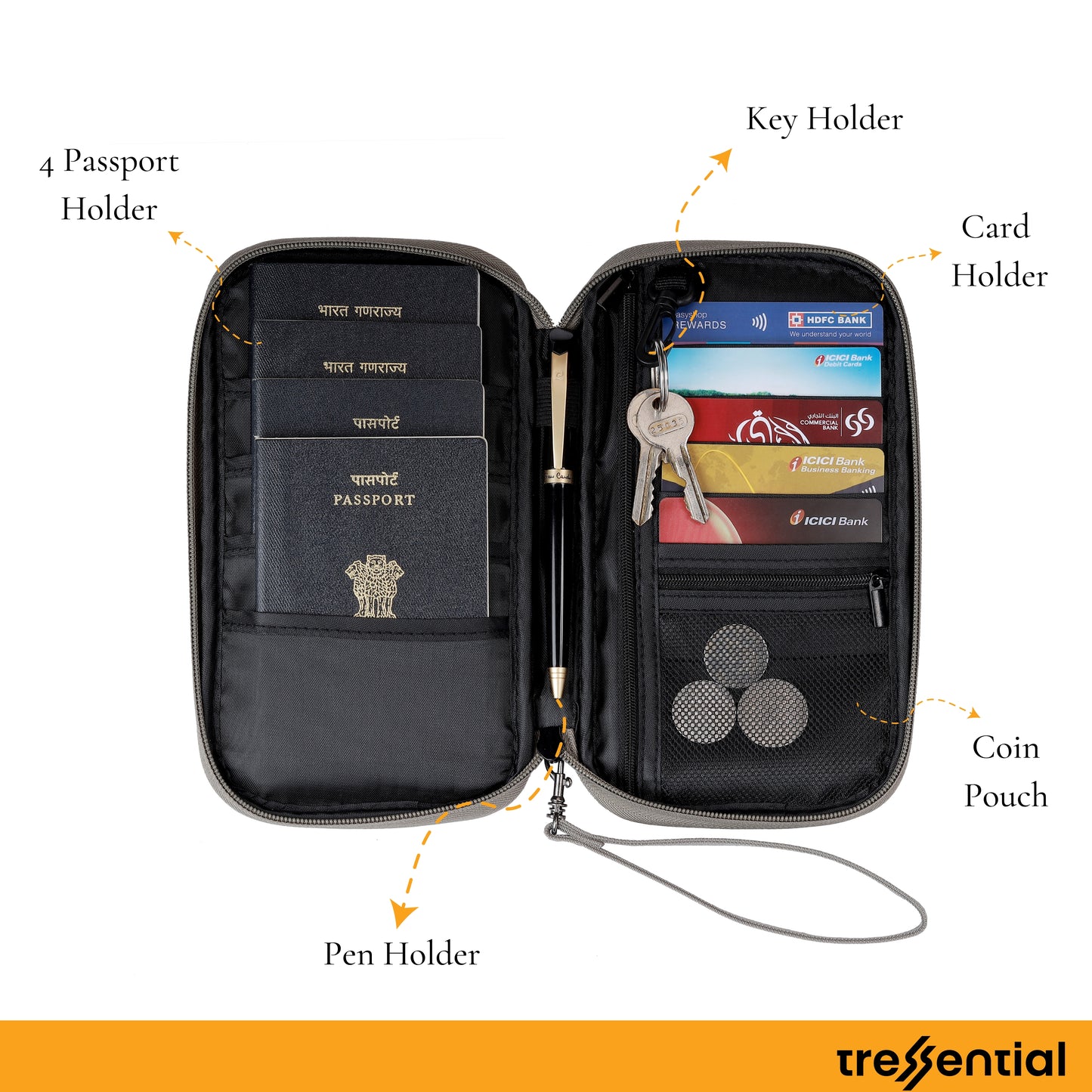 Passport Holder Travel Wallet-Grey