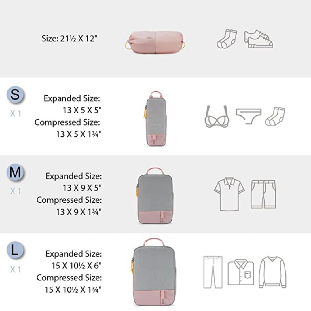 Travel Compression Packing Cubes- Pink