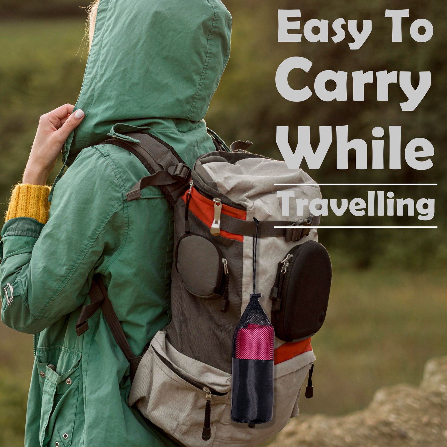 Microfibre Travel Towel- Dark Pink
