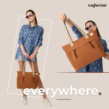 UrbanHandy Canvas Tote Bag For Women-Espresso