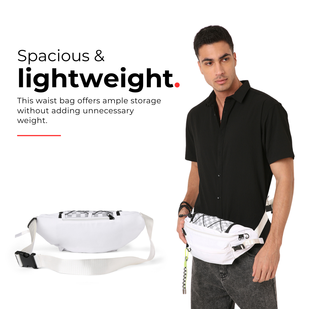 Checkermate Unisex Waist Bag - White - Hover Image