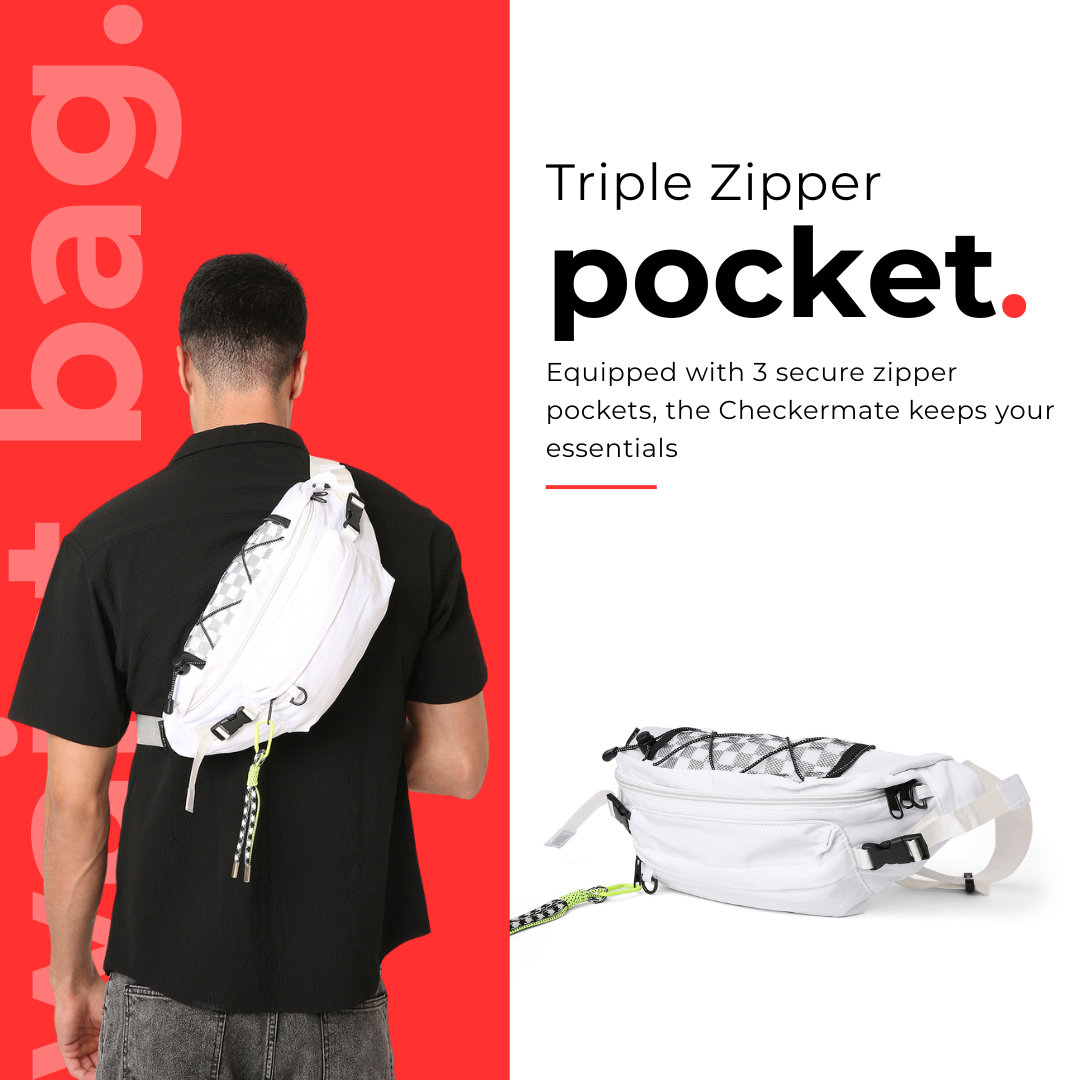 Checkermate Unisex Waist Bag - White