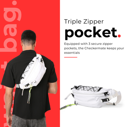 Checkermate Unisex Waist Bag - White