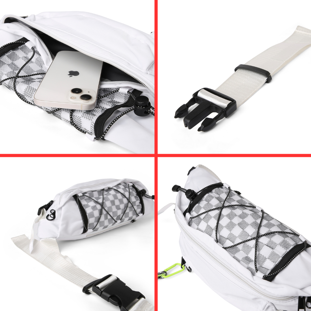 Checkermate Unisex Waist Bag - White