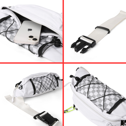 Checkermate Unisex Waist Bag - White