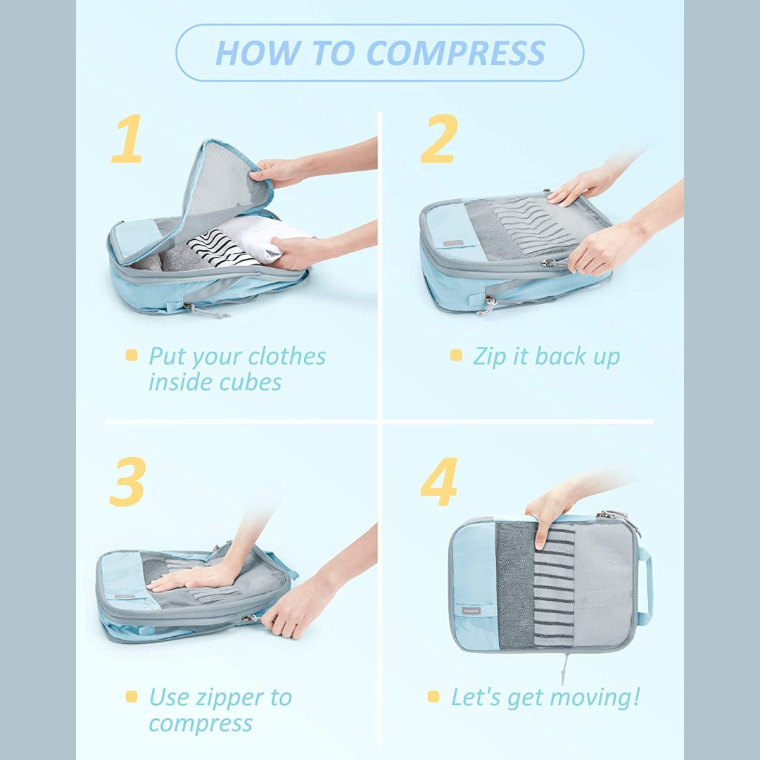 Travel Compression Packing Cubes- Blue