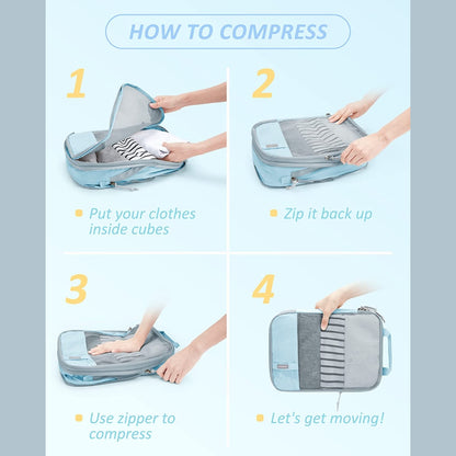 Travel Compression Packing Cubes- Blue