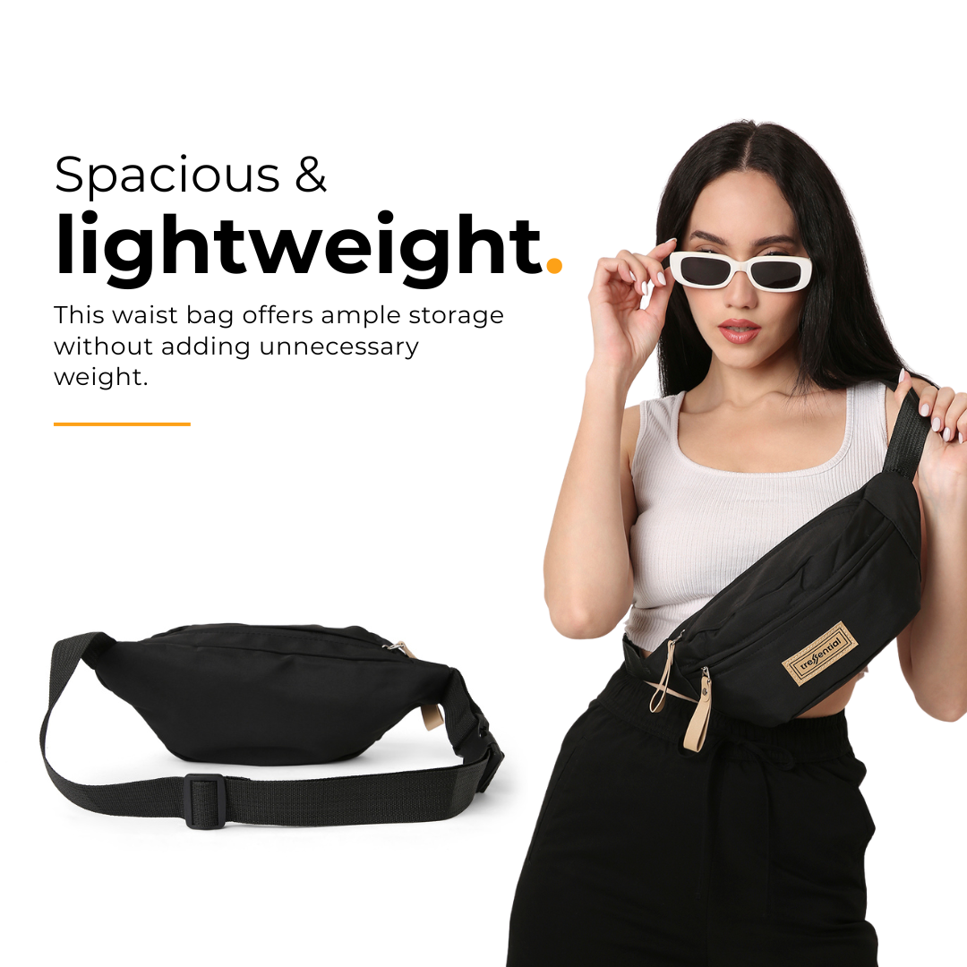 StreetSnap Unisex Waist Bag - Black - Hover Image