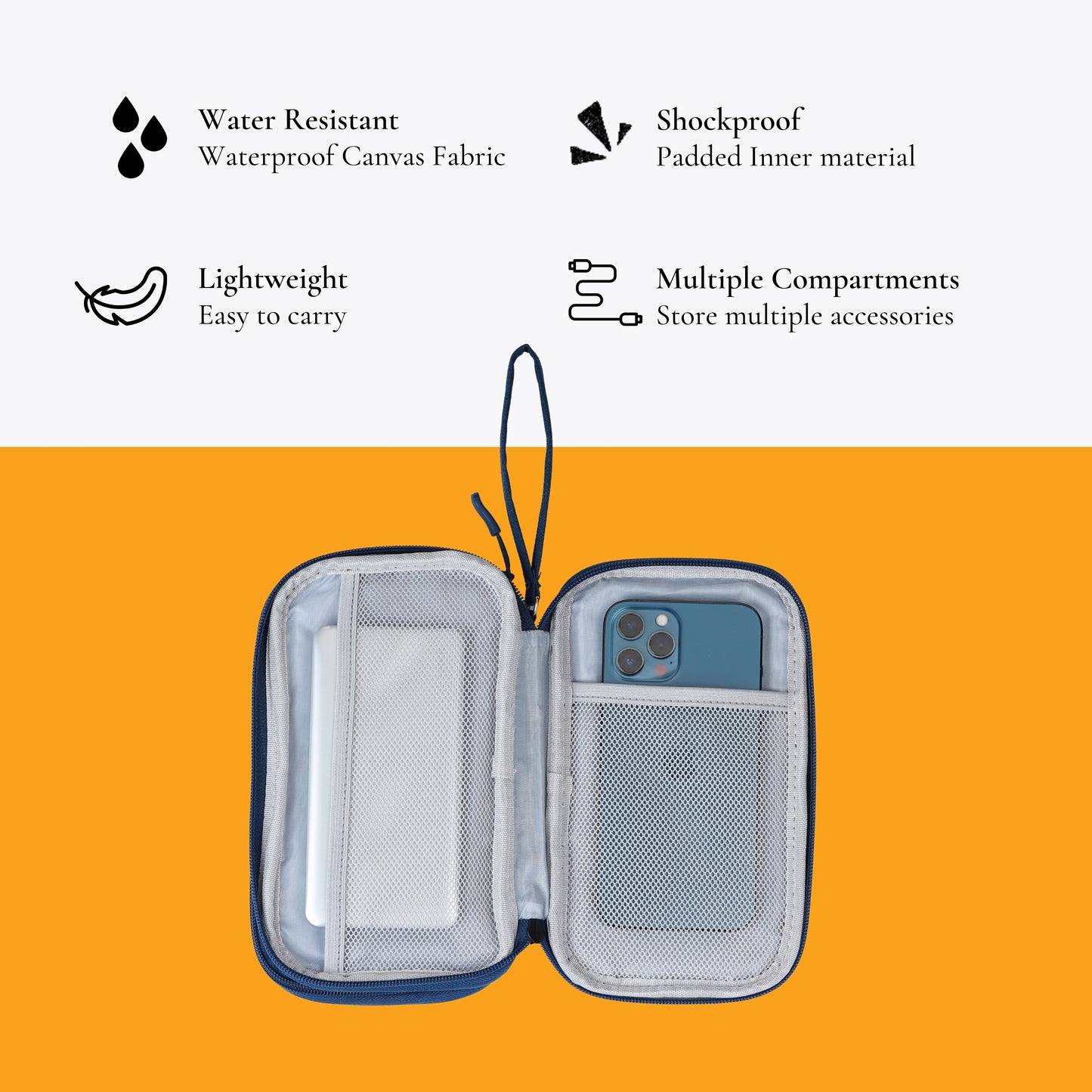 Electronics Travel Organizer Pouch- Black