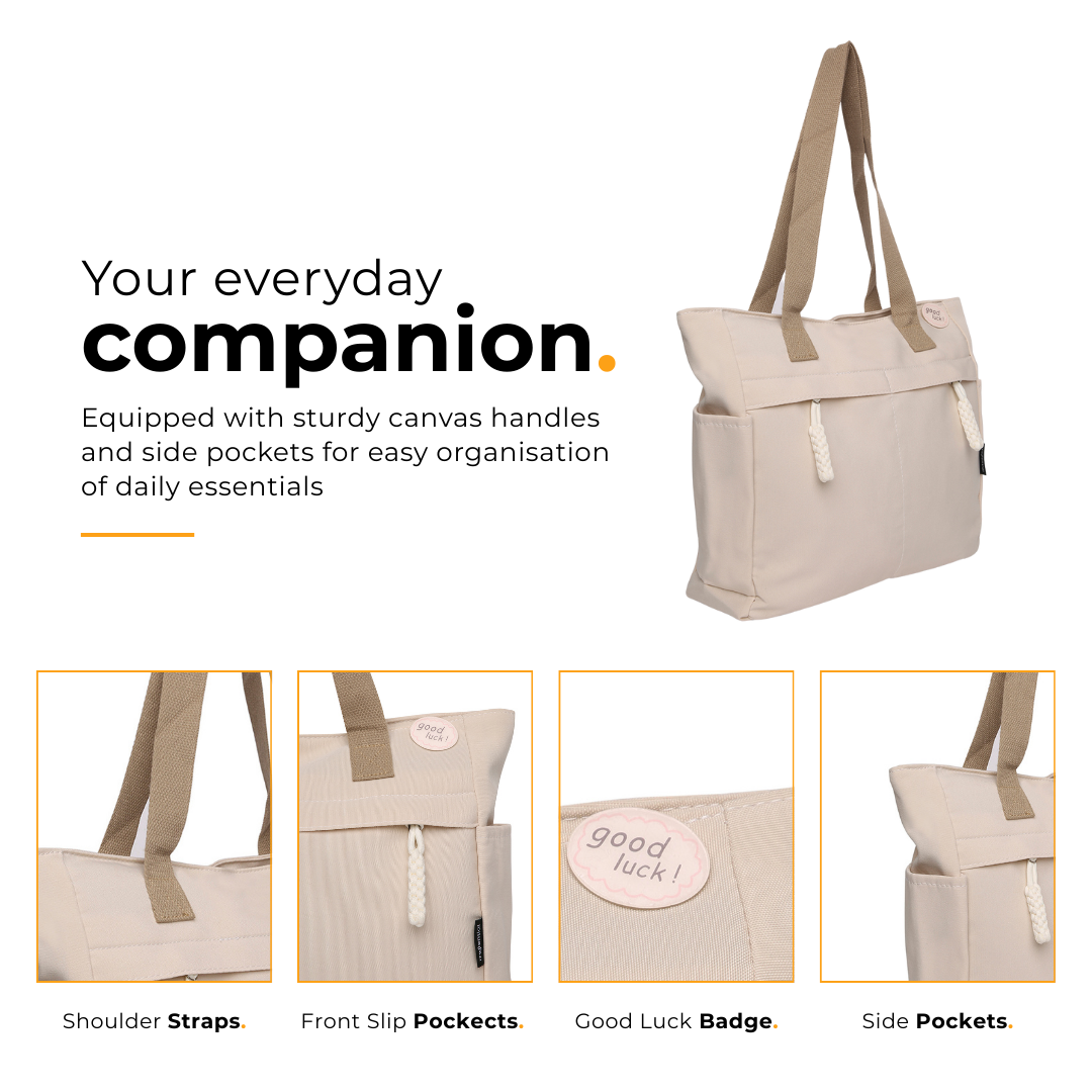 UrbanHandy Canvas Tote Bag For Women-Ivory