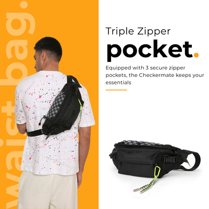 Checkermate Unisex Waist Bag - Black