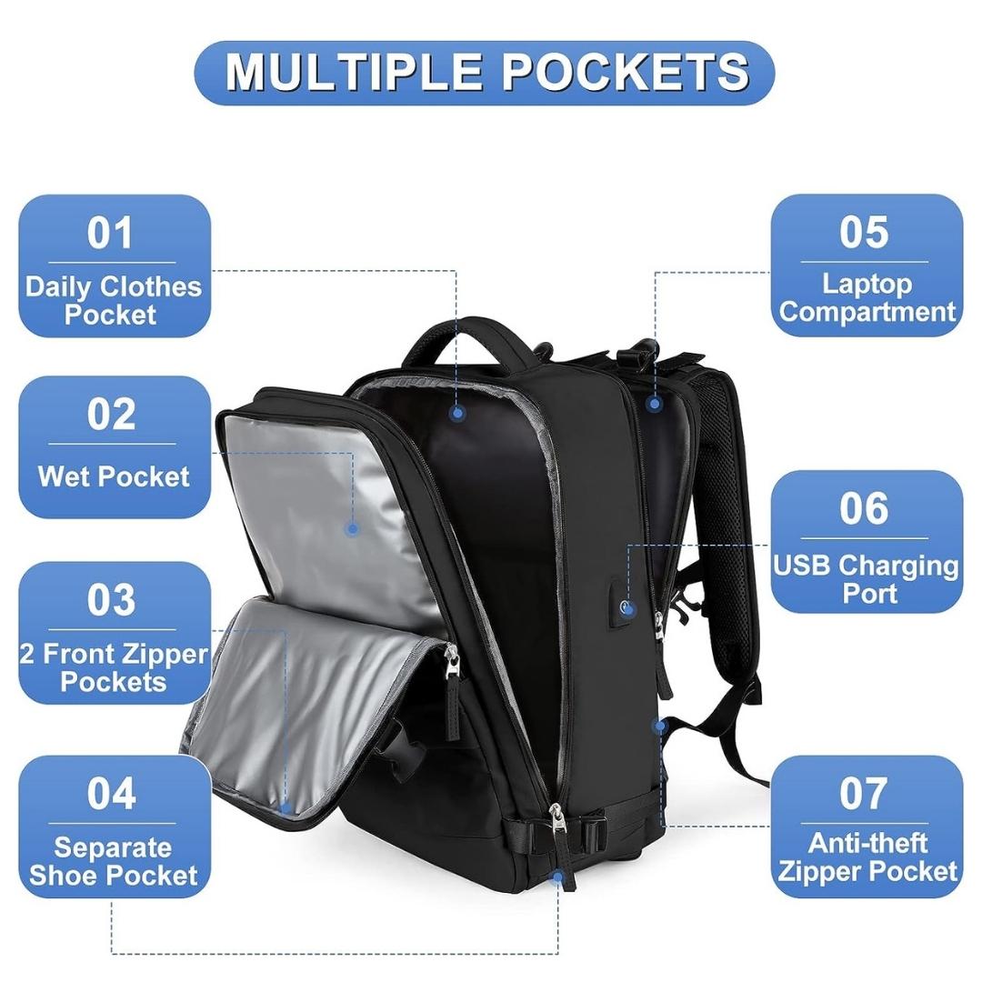 Unisex Travel Backpack-Black