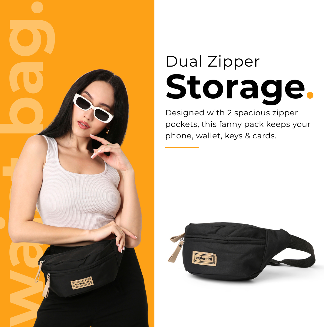 StreetSnap Unisex Waist Bag - Black