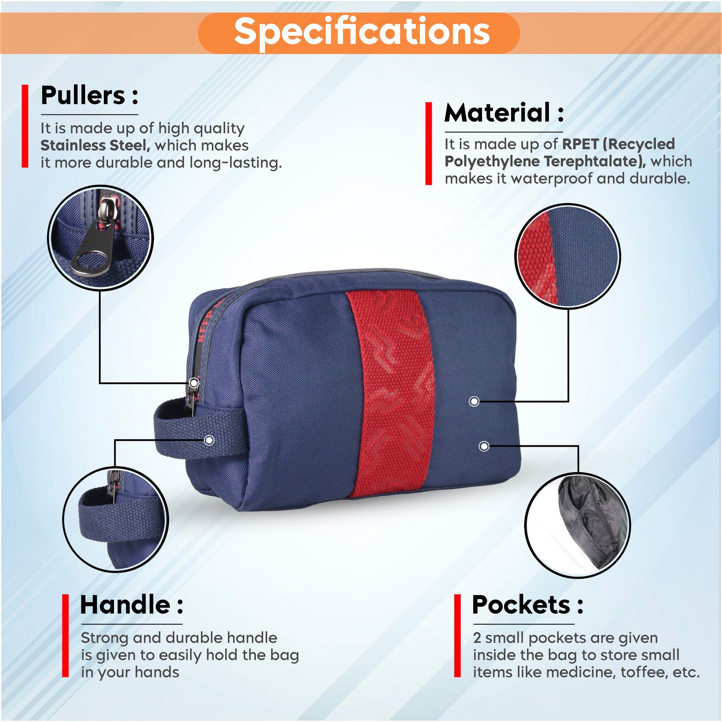 Tressential Toiletry Bag for Men & Women- Navy Blue