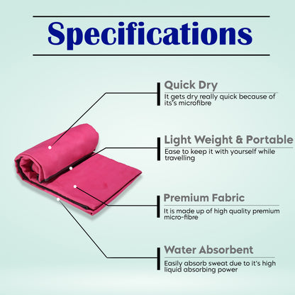 Microfibre Travel Towel- Dark Pink