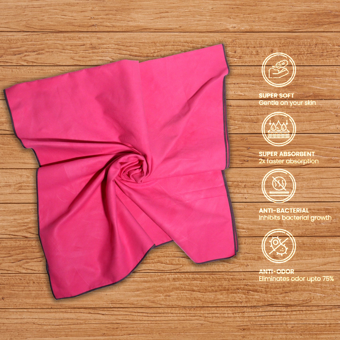 Microfibre Travel Towel- Dark Pink