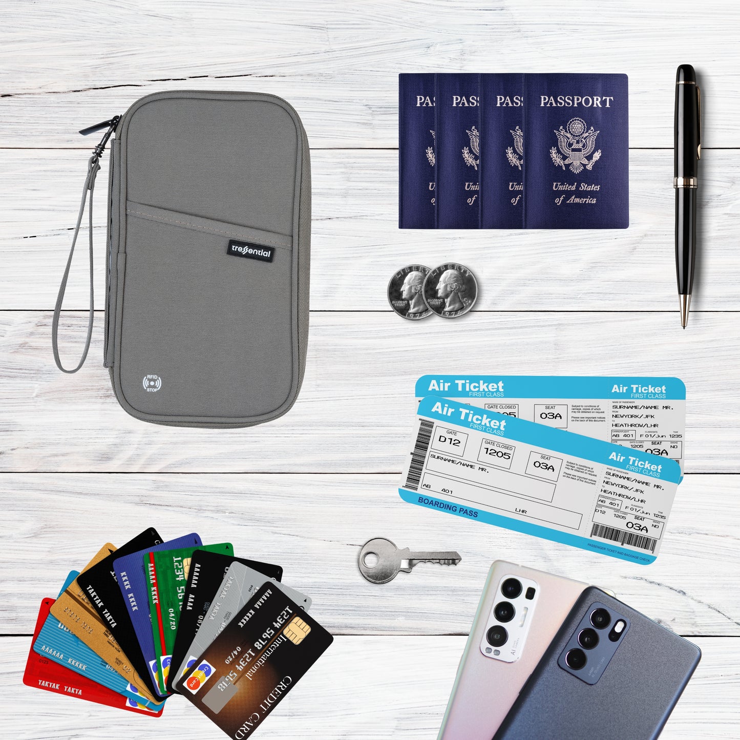 Passport Holder Travel Wallet-Grey