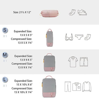 Travel Compression Packing Cubes- Pink