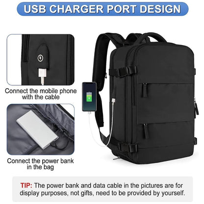 Unisex Travel Backpack-Black