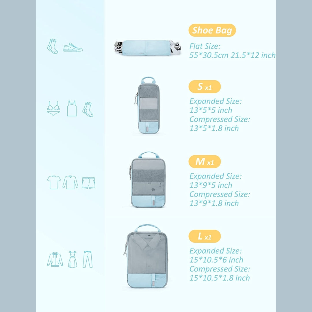 Travel Compression Packing Cubes- Blue