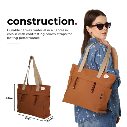 UrbanHandy Canvas Tote Bag For Women-Espresso