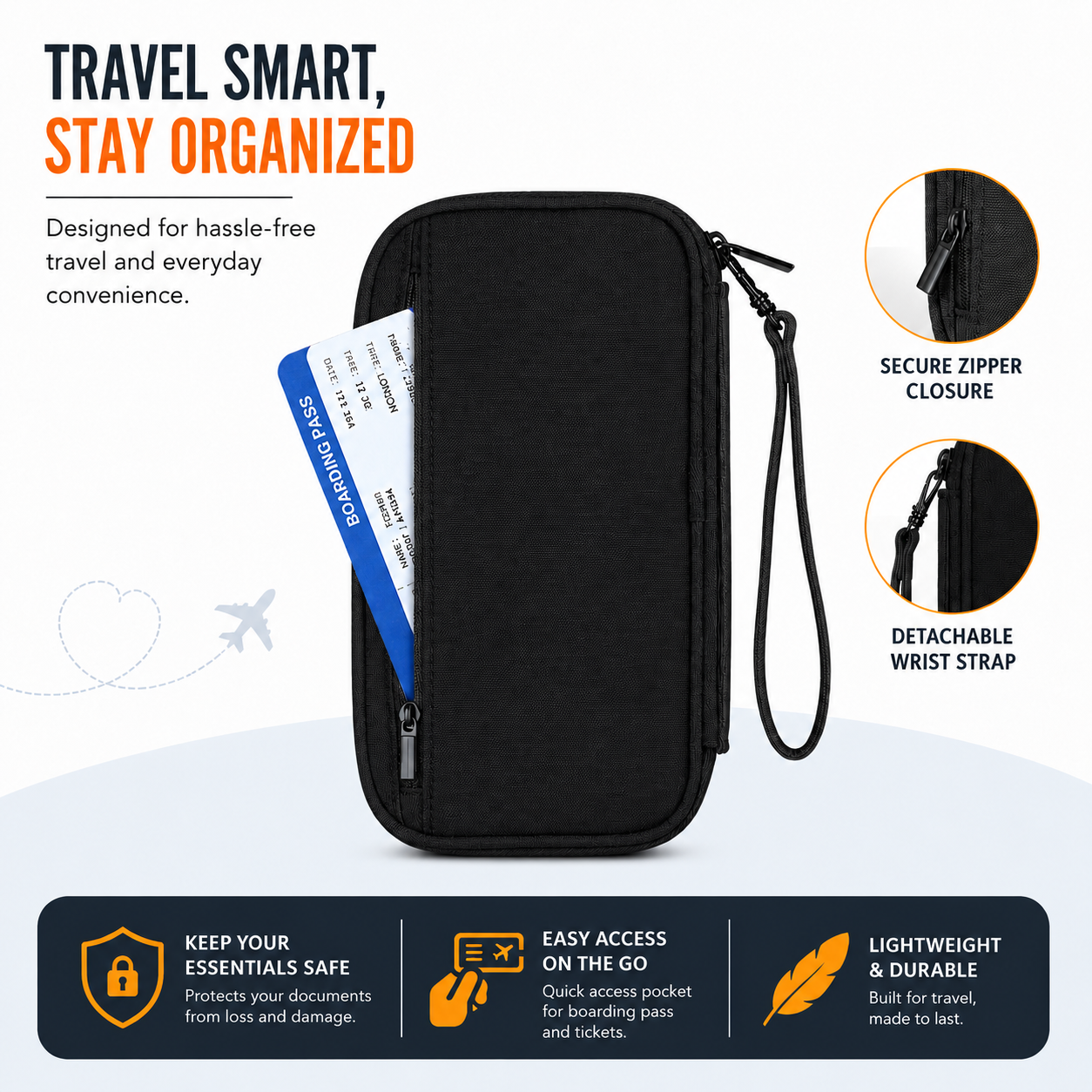 Passport Holder Travel Wallet-Black