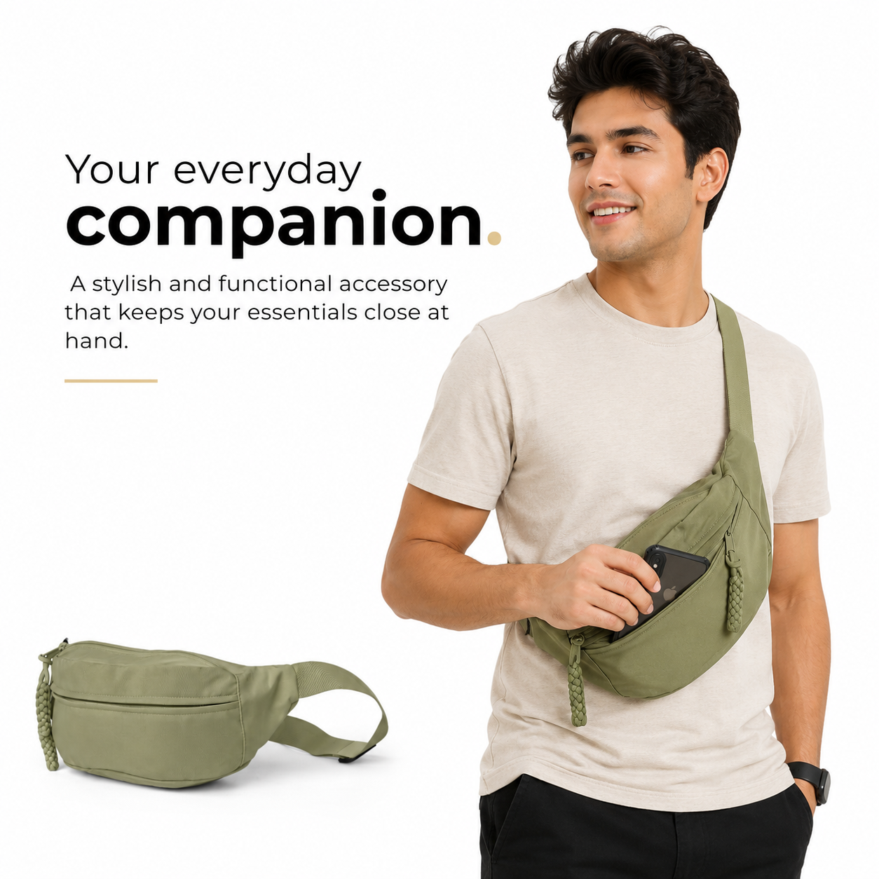 UrbanStash Unisex Waist Bag - Olive Green