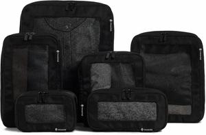 Compression Packing Cubes Set Nylon with Breathable Mesh Top (6 Piece, Black)