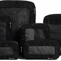 Compression Packing Cubes Set Nylon with Breathable Mesh Top (6 Piece, Black)