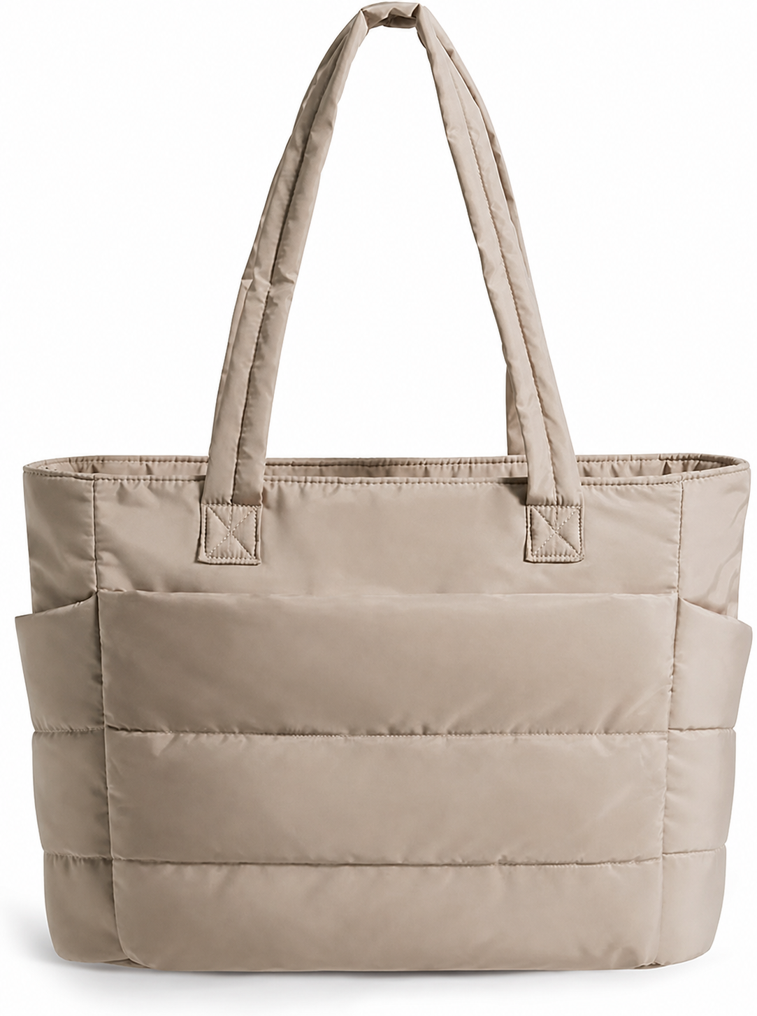 Tressential Puffer Tote Bag for Women-Beige