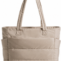 Tressential Puffer Tote Bag for Women-Beige