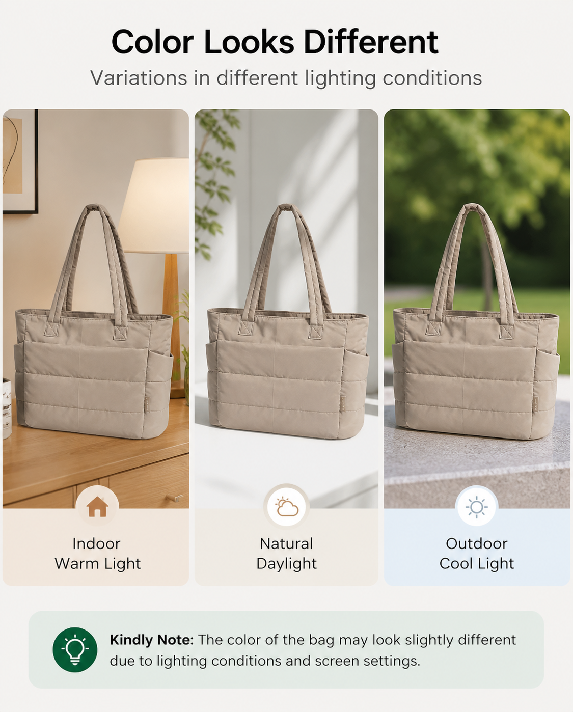 Tressential Puffer Tote Bag for Women-Beige