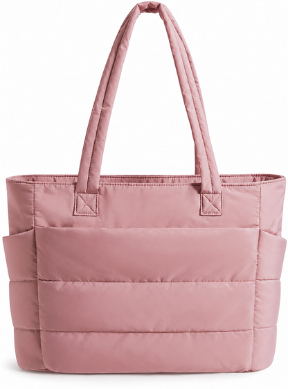 Tressential Puffer Tote Bag for Women-Pink