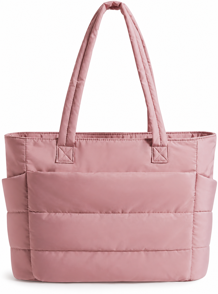 Tressential Puffer Tote Bag for Women-Pink