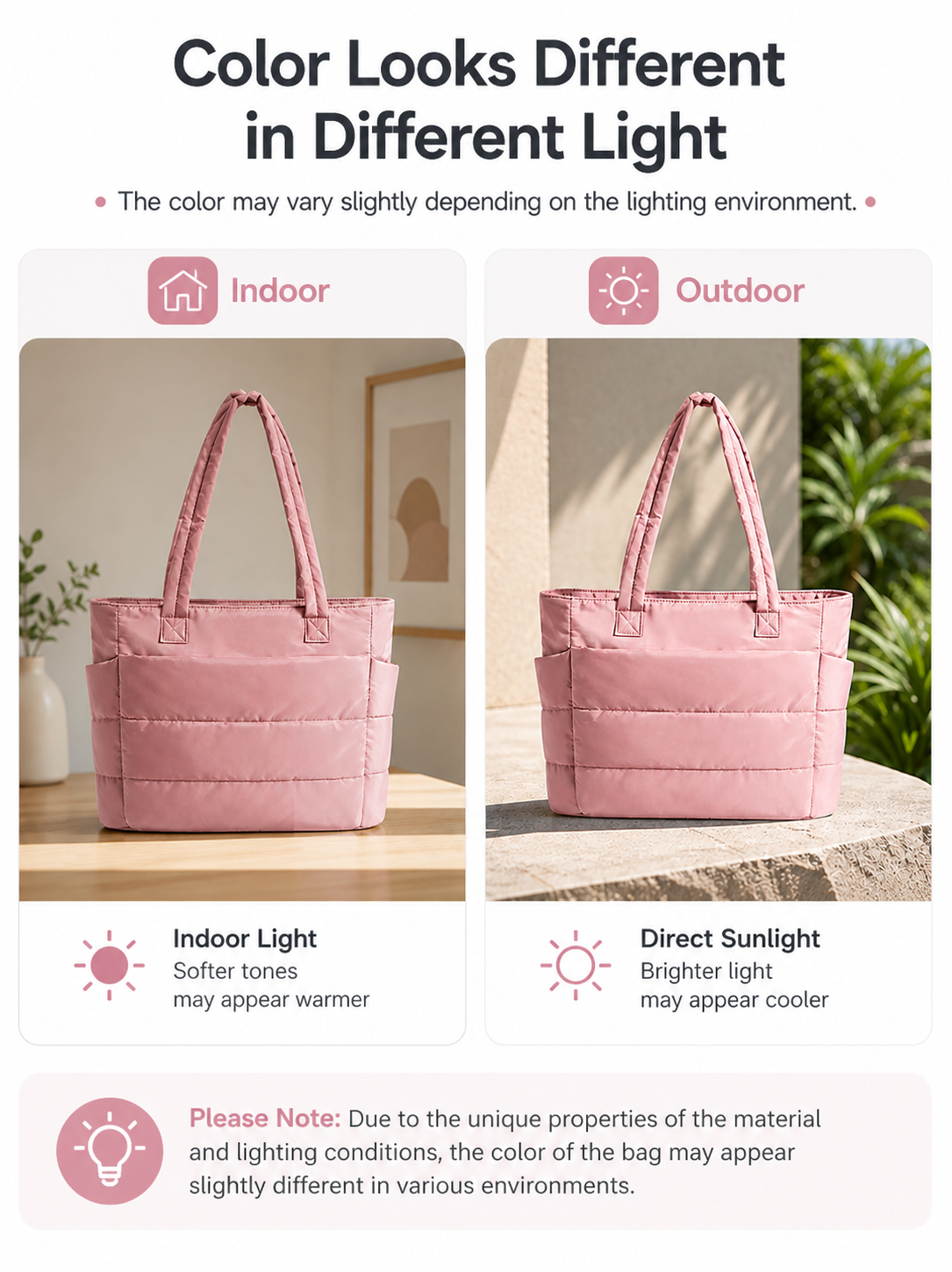 Tressential Puffer Tote Bag for Women-Pink