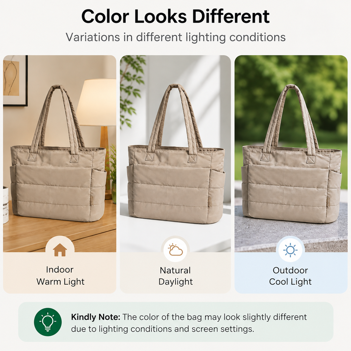 Tressential Puffer Tote Bag for Women, 14L, Beige