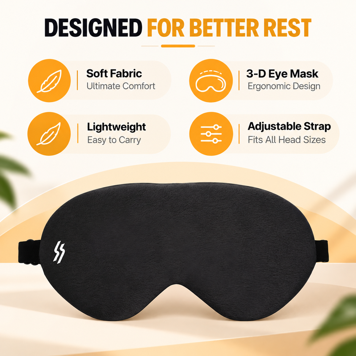 Travel Eye Mask - Black - Hover Image