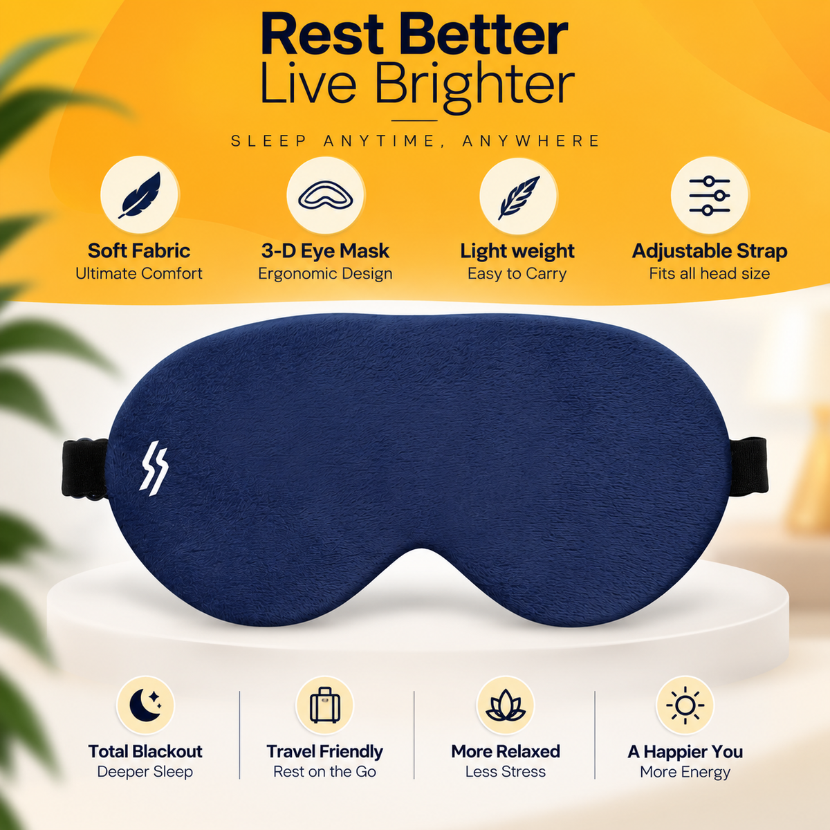 Travel Eye Mask - Blue - Hover Image