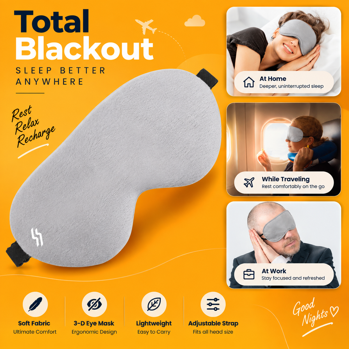 Travel Eye Mask - Grey