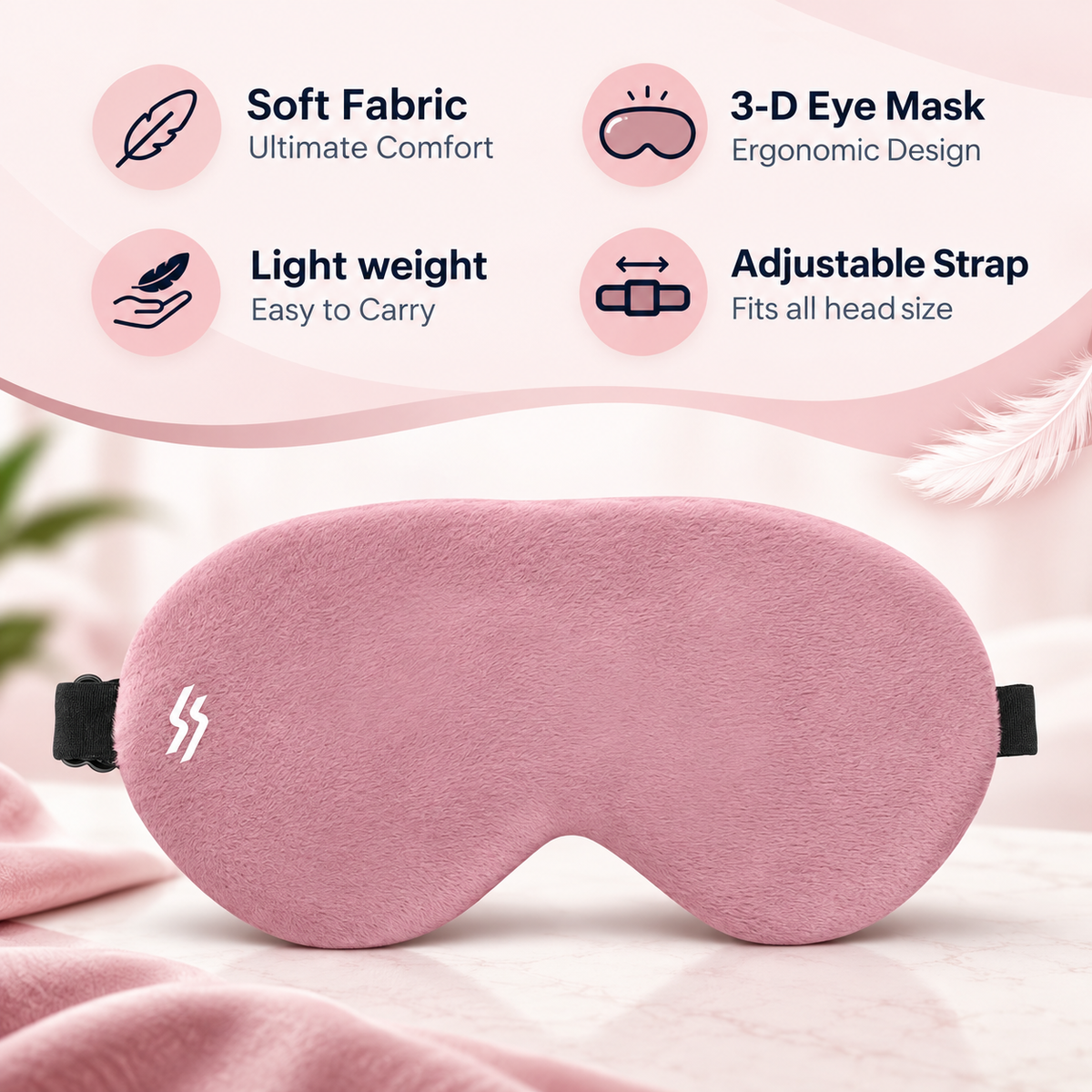Travel Eye Mask - Pink - Hover Image