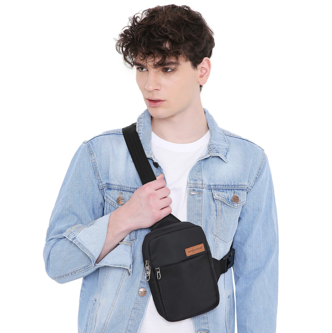 Unisex Crossbody Sling Bag- Black