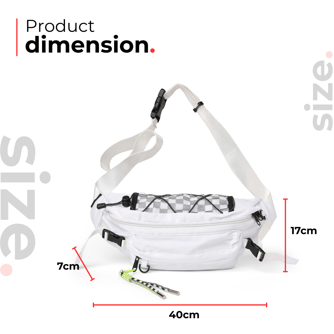 Checkermate Unisex Waist Bag - White
