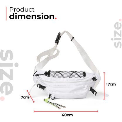 Checkermate Unisex Waist Bag - White