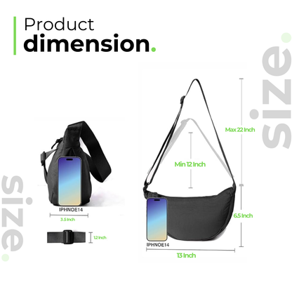 Crescent Half Moon Bag - Black