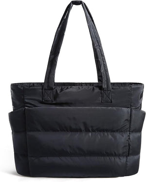 Tressential Puffer Tote Bag for Women-Black