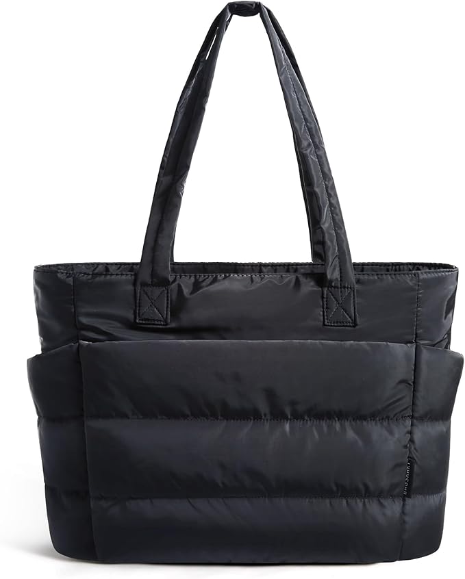 Tressential Puffer Tote Bag for Women-Black